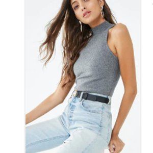 Gray mock neck knit top